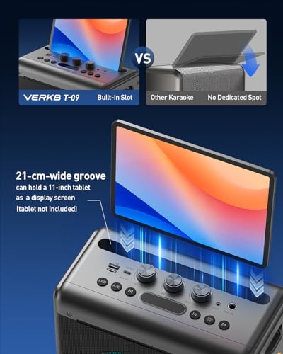 Karaoke Machine with 3 Wireless Rechargeable Microphones, Portable Bluetooth Speaker & PA System with LED Lights, Designed for Adults & Kids Home Parties, Supports TWS/TF Card/USB/AUX - size: 3 Mics