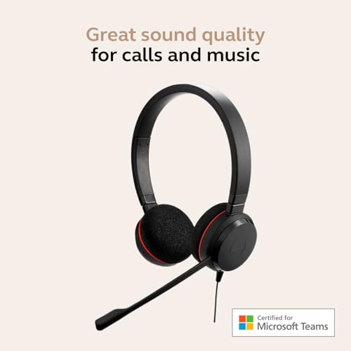 Jabra Evolve 20 Wired Headset (2025 Edition) with USB-A/USB-C, Black - color: Black, style: Teams Certified