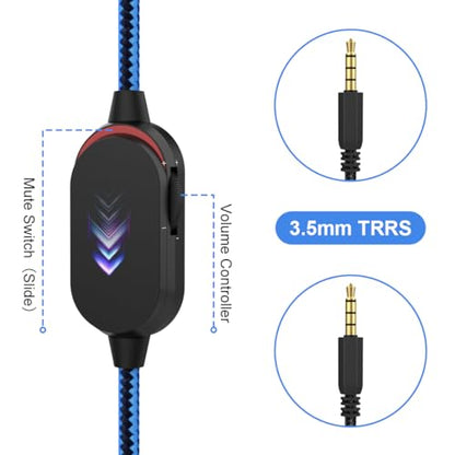 AW510H Detachable Gaming Headset Cable Compatible with Alienware AW720H AW310H 988 Alienware Dell Gaming Headset,Nylon Braided Wire with Inline Mute Switch and Volume Controller(Blue,6.5ft) - color: Blue