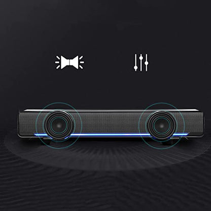 HERCHR USB Speaker Bar Computer Speaker for Desktop, Laptop, PC Speaker Small Soundbar with AUX/USB Connection Portable Mini Sound Bar(Black) - color: Black