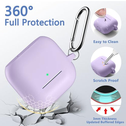 for Airpods 4th Generation Case Cover(2024),Soft Silicone Full Protective Case for AirPods 4 Case with Keychain & Cleaner Kit,Compatible with Apple Airpods 4 for Women,Men（Lightpurple） - color: LightPurple