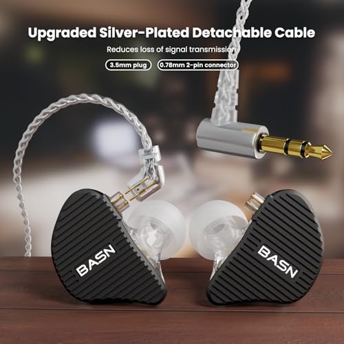 BASN Mix-PD in Ear Monitor,Planar Driver+Dynamic Driver 2-Pin Cable, Black - color: Matt Black