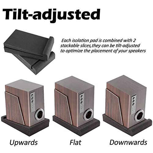 Studio Monitor Isolation Pads, Made of High Density Acoustic Foam, 2 Packs Sound Dampening Speaker Riser Foam to Prevent Vibrations