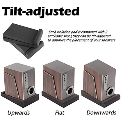 Studio Monitor Isolation Pads, Made of High Density Acoustic Foam, 2 Packs Sound Dampening Speaker Riser Foam to Prevent Vibrations