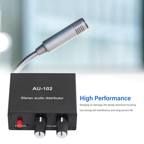 2 Channel Stereo Amplifier, 1 Input 2 Output | Sound Distributor with Volume Control for Home Audio Speaker, Laptop, Smartphone, TV