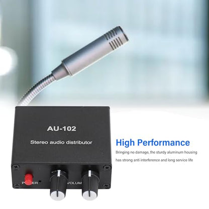 2 Channel Stereo Amplifier, 1 Input 2 Output | Sound Distributor with Volume Control for Home Audio Speaker, Laptop, Smartphone, TV