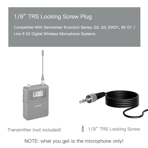J K MIC-J 044 Lavalier Microphone Compatible with Sennheiser Bodypacks | Omni Condenser Lapel Microhpone with 1/8" Locking Screw Plug Compatible with Sennheiser Wireless Bodypack Transmitters