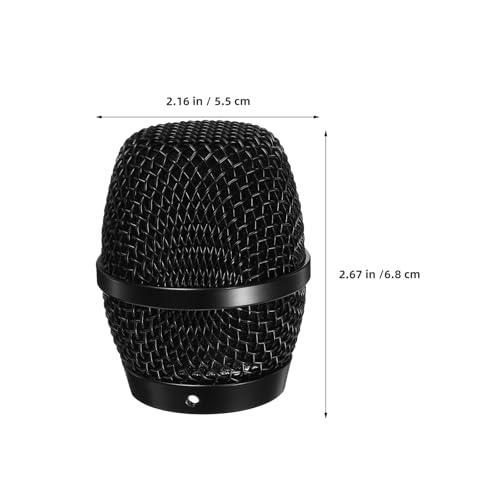 2pcs Microphone Ball Head: Mesh Grill Replacement Head Mic Replacement Parts Compatible with ER-33 E-9 00U-6 Inner Diameter 35mm/1.38 inch Black