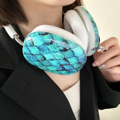 for Glitter AirPods Max Case with Cleaner Kit, Anti-Scratch Shell Pattern Ear Pad Case/Ear Cups Cover/Headband Cover for AirPods Max Protective Skin - color: Fish Scale Pattern