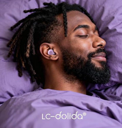 LC-dolida Aura Pro Sleep Earplugs, 38dB Higher Noise Reduction - Ultra-Soft Silicone for Snoring & Noise Blocking, Skin-Safe Custom Fit, Sleek & Reusable for Travel, Office(Purple) - color: Purple