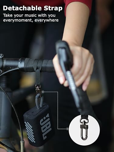 Ginsco Case for JBL Go 4 and Go 3- Ultra-Portable, Waterproof and Dustproof Bluetooth Speaker, for Go 3 - Mini Bluetooth Speaker, Travel Carrying Hard Case with Detachable Strap(Black) - color: Black