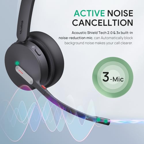 Yealink WH64 Mono Teams Wireless Headset, DECT & Bluetooth Dual-Mode 606 ft Range Headphones with 3X Mic, 26 Talk Time, Office Work Headset for Desk IP Phone, PC,Cell Phone (Renewed)