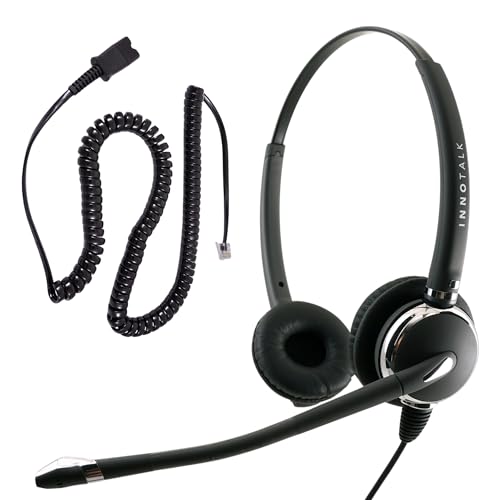 INNOTALK - Cisco Phone Headset, Pro Binaural Wired Headset with Microphone + Quick Disconnect Headset Adapter, Wired Headphones, Works for Most Cisco Phones, Cost Effective Corded Headset - size: Pro-Binaural