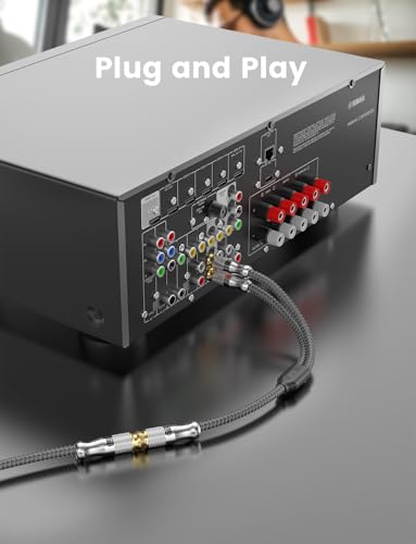EMK Gold-Plated RCA Y-Splitter 2 Male to 1 Female Extension Cable RCA Splitter - Shielded Design for Subwoofers, TVs, & Home Theaters (1Ft/30CM) - color: 1 Female to 2 Male Silver, size: 1 Ft/0.3M, style: RCA to 2RCA
