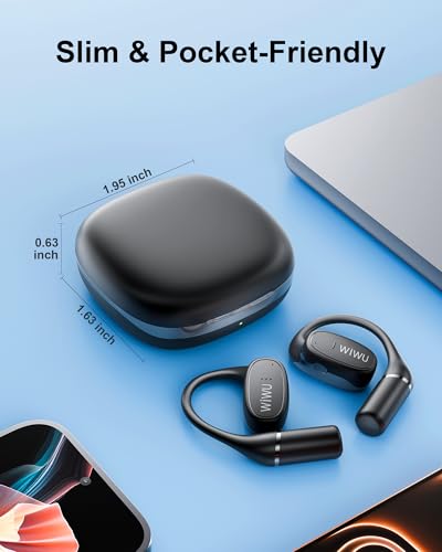 Open Ear Earbuds,Lightweight Comfort Wireless Earbuds with Earhooks,40H Playtime Powerful Sound AI Clear Calls Sport Bluetooth Earbuds Waterproof for Running Office Fitness(Black) - color: Black