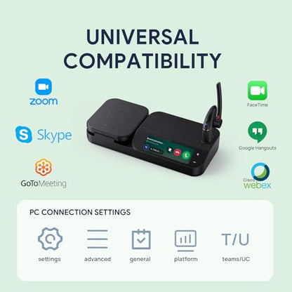 Yealink Bluetooth Headset Workstation, Office Wireless Headset with Mic, Speakerphone, Wireless Charging Pad, Charging Case, USB-C/A Dongle,Connect to Desk Phone, PC, Work with Teams Zoom - style: BH71 Workstation Pro (USB-C to A)