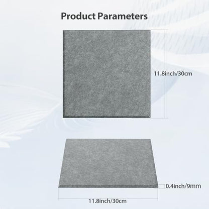 12 Pack Square Acoustic Panels Self Adhesive Sound Proof Foam | High density sound acoustic panel, 12 X 12 X 0.4 in acoustic wall panels in home, office, and more(Moonlight Grey) - color: Moonlight Gray, size: Square 12pcs