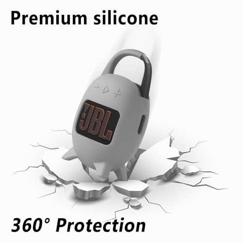 Geiomoo Silicone Carrying Case for JBL Clip 5, Protective Portable Scratch Shock Resistant Cover (Gray) - color: Gray