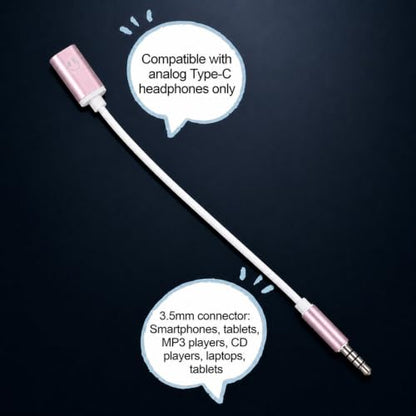 Pink UsbC Female to 3.5mm Male UsbC Female to Aux Male Audio Adapter Headphone Jack Adapter USB-C to Aux Cable Cord Compatible with Smartphones, Tablets, Laptops, MP3 Players