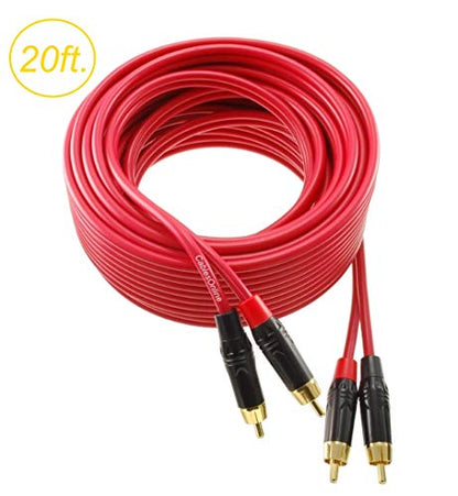 CablesOnline, 20ft. Two-RCA Male to Two-RCA Male Gold-Plated Ultra-Flexible Red Premium Audio Cable, AV-420QR - size: 20ft.