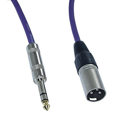 1/4" TRS to 3 Pin XLR Male Pro Audio Patch Cable Balanced and Shielded (3 Foot Feet ft long, Purple) - color: Purple, size: 3 ft long