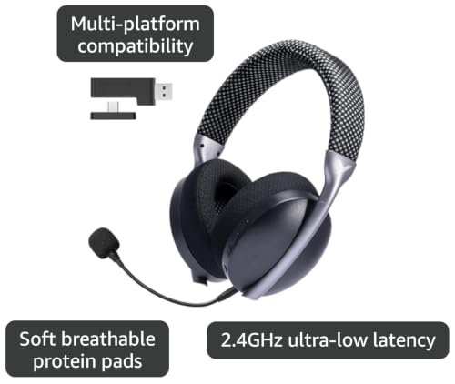 2.4GHz Wireless Gaming Headset for PS5, PS4,Switch,PC, Noise Canceling Mic, 15ms Low Latency, USB &Type C Adapter,35H Battery,3D Surround Sound Bluetooth5.3 Headphone for Phone, Mac, Laptop (Black)