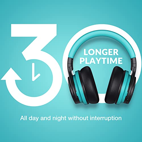 MOVSSOU Million Sold Classic E7 Active Noise Cancelling Headphones | Upgraded HD Sound, Wireless Bluetooth Headphones Over The Ear Unequaled Comfort, Vivid Deep Bass, for Home Office Travel Gift - color: Light Blue