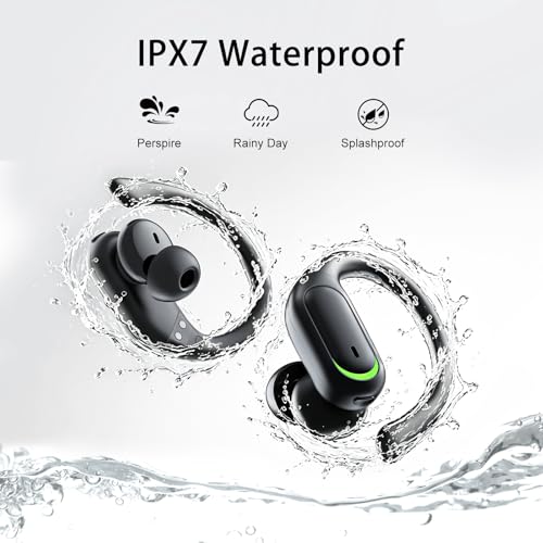 Wireless Earbuds, Sports Bluetooth 5.4 Headphones, Digital Display, Bass Sound 60Hrs Playtime, Over-Ear Hook with Mic, Fast Charging Digital Display IPX7 Waterproof Earphones for Running/Sports
