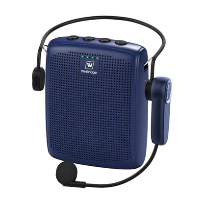 WinBridge Voice Amplifier with Bluetooth Headset Mic, Portable PA System | 15W Portable Speaker with Microphone for Teachers, Auto-Pair, 12–15H Battery, Lightweight,USB/BT Playback, Mute WB002 Blue - color: Blue