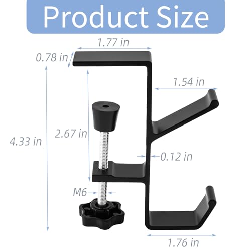 Desk Mount Bag Holder Hook Clamp-On Backpack Hanger Portable Desk Mount Headphones Holder Reduce Desk Clutter for Table Desk, Under Counter (Black, 2Pcs) - color: Black, 2Pcs