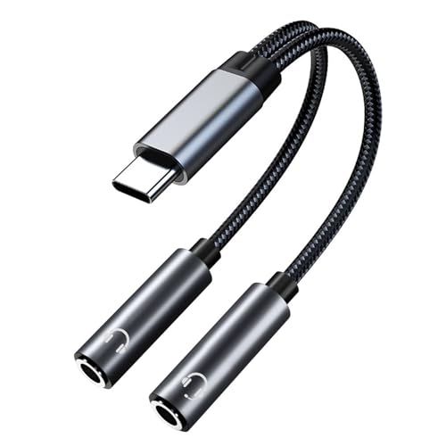 Jadebones 2 Pack USB C to Dual 3.5mm Female Headphone Splitter
