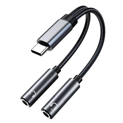 Jadebones 2 Pack USB C to Dual 3.5mm Female Headphone Splitter