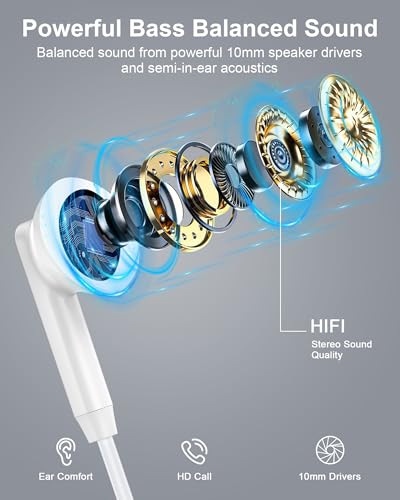iPhone 17e 17 16 USB C Wired Headphones with Mic, Noise Cancelling Earbuds | USBC for iPhone 16e Pro Max 15 Plus, Samsung Galaxy Bud Ultra Apple Wired Ear Buds in-Ear Type C Plug Earphones Mic
