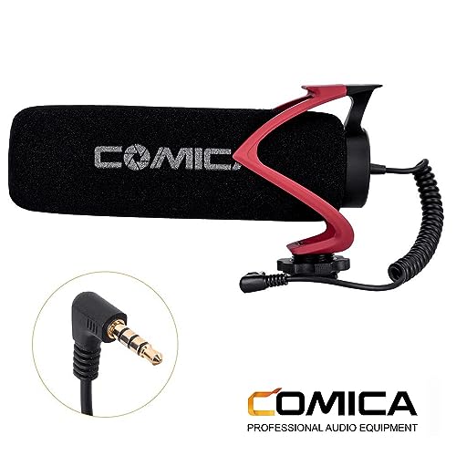 Comica CVM-V30-LITE Directional On-Camera Shotgun Microphone, Red