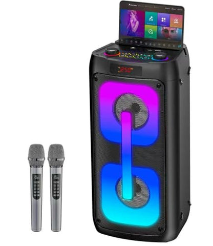 Karaoke Machine Portable Outdoor Speaker with 2 Wireless Microphones