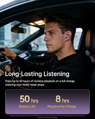 Open Ear Clip On Earbuds,Clip Headphones with Crystal Clear Sound | Ultra-Comfort for Driving Running Workout, Powerful Bass, 50H Playtime, Secure Fit, Hi-Res, IPX5, Bluetooth 6.0, Lavender - color: Lavender