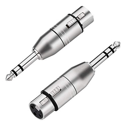 Tisino Female XLR to 1/4" TRS Adapter, Balanced XLR Adapter, 2 Pack | Female XLR to 6.35mm Male TRS Stereo Audio Adapter for Mixer Studio Pro Audio, Balanced Microphone Adapter - color: XLRF to 1/4" TRS