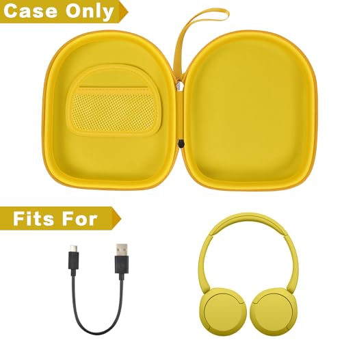 Headphone Case Compatible with Sony WH-CH520/ WH-1000XM4/ for JBL Tune 720BT/ 510BT Wireless Headphones Bluetooth On-Ear, Over Ear Noise Cancelling Earphone Bag- Yellow (Box Only) | Cationic Oxford Cloth, Mesh Pocket, for JBL Tune 720BT/510BT, Travel Stor