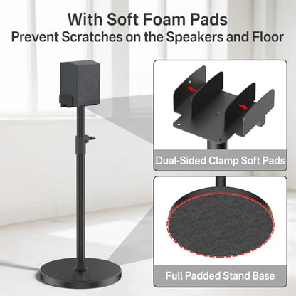 Speaker Stands Pair for Samsung Q990H/Q990F/Q990D/Q930H/Q930F Rear Speakers | Compatible With Samsung Q Series Speakers, 33.5″–40.5″ Height Adjustable, Built-in Cable Management, Weighted Base Stability