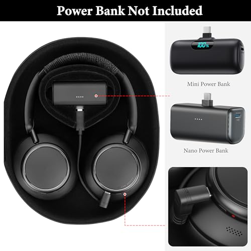 Geekria Elite Charging Headphones Case Compatible with Soundcore Q45, B&O Beoplay H100, SteelSeries Arctis Nova Pro, Replacement Hard Shell Travel Carrying Bag (Black) Without Power Bank