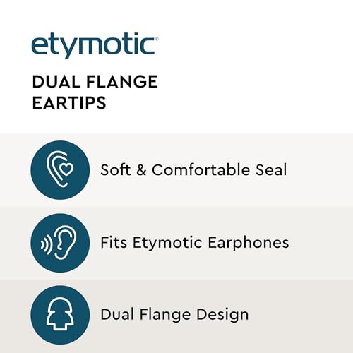 Etymotic Dual Flange Silicone Eartips, Clear - 6 Pack - Large Fit