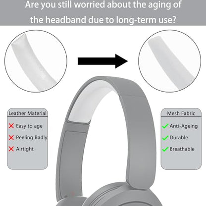 Defean Replacement Cushions Kit 2 IN1 Mesh Fabric Ear Pads + Headband Compatible with JBL Tune 600(T600BTNC 600BTNC)/660(T660NC 660NC)/670(T670NC 670NC) Headphones (White) - color: White