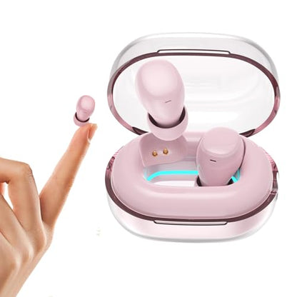 Xmenha Mini Invisible Small Bluetooth Earbuds Sleeping for Small Ears Low Profile Tiny Hidden Discreet Smallest Earbuds for Work Sleep Ear Buds Invisible Headphones Buds - color: Pink