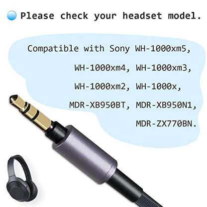 WH-1000XM5 Cable Compatible with Sony WH-1000XM4/WH-1000XM6(2 M) | 2 Meter long , Cord Compatible with Sony WH-1000XM3 MDR-XB950BT MDR-XB950N1 MDR-1A WH-xb910n WH-CH700N Headphone - size: 2m