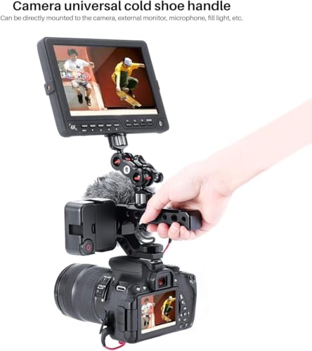 UURig R005 Camera Hot Shoe Top Handle Grip, Universal Video Stabilizing Rig W 3 Cold Shoe Adapters for Sony A7III to Mount Microphone, LED Light, Monitor, Easy Low Angle Shots Metal