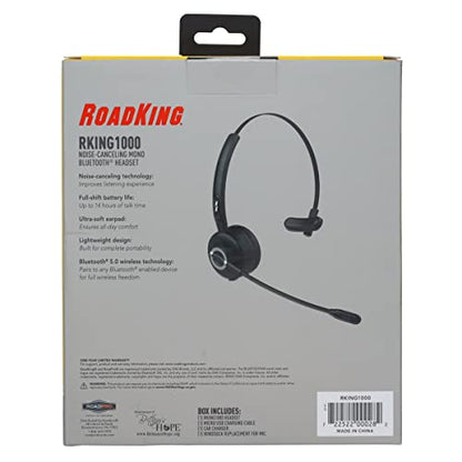 RoadKing Truck Driver Headset RKING1000 Noise Cancelling Bluetooth(R) Headset Mono Wireless Headset with Advanced Noise Cancellation and Mic