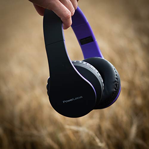 PowerLocus Wireless Bluetooth Over-Ear Stereo Foldable Headphones, Wired Headsets Rechargeable with Built-in Microphone for iPhone, Samsung, LG, iPad (Purple) - color: Purple