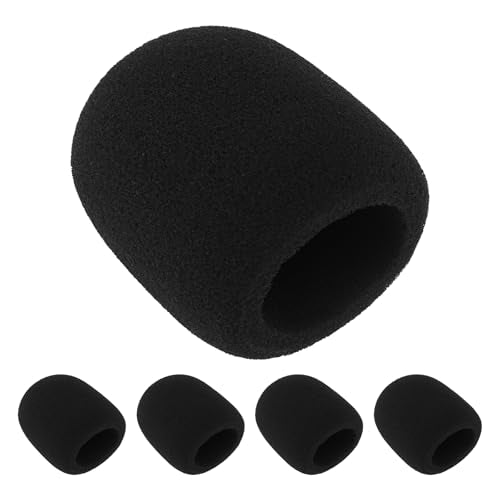 5pcs Foam Mic Cover Handheld Microphone Windscreen, Microphone Cover Foam Mic Covers, Microphone Cover Protection (Black) - color: Black