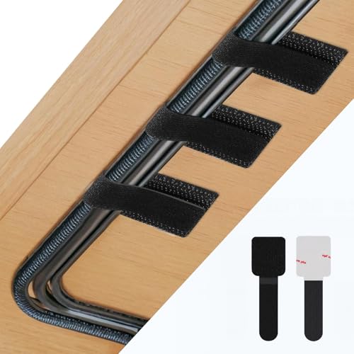 Abnii 50 PCS Hook and Loop Cable Ties, Under Desk Cable Management, Black - color: Black