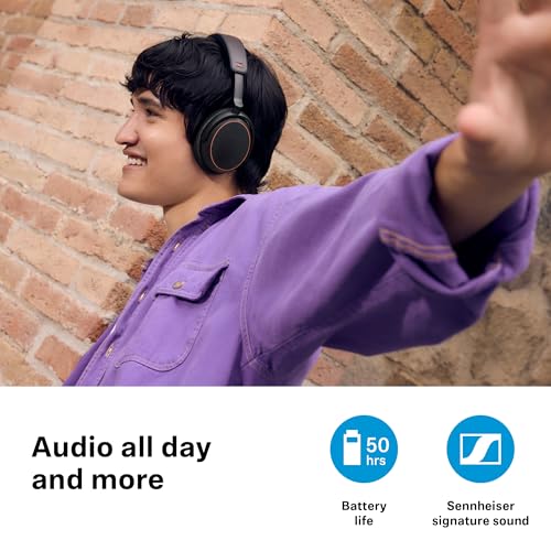 Sennehiser ACCENTUM Wireless Headphones, ANC, 50 Hr Battery, BTD 600 Dongle - color: Black/Copper, style: ACCENTUM Wireless
